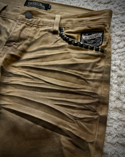 CavariA Studded Desert Clawmarks Washed Bootcut Jeans