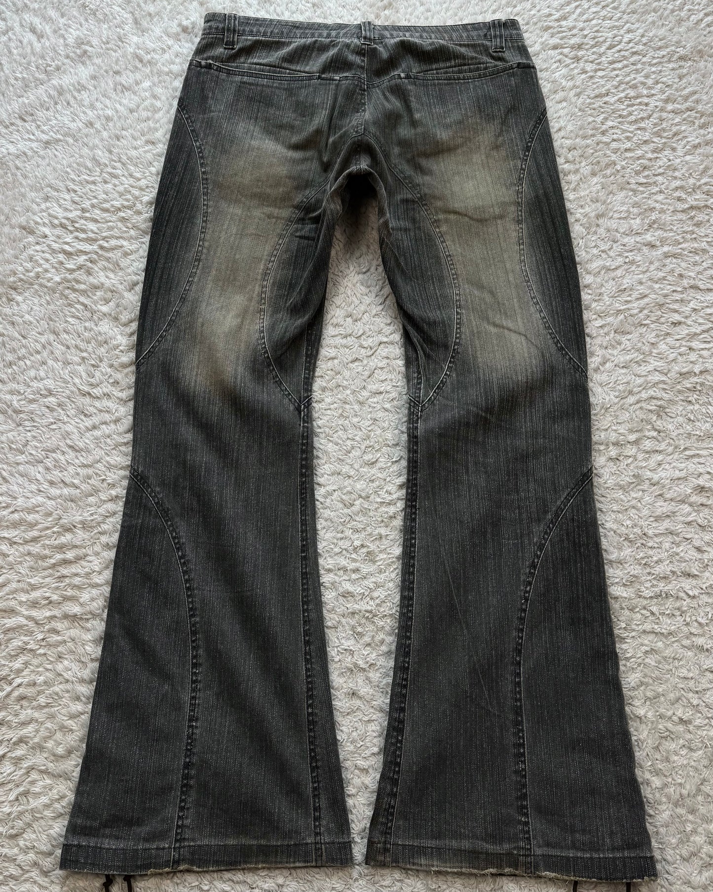 Tornado Mart Mud Washed Lace Up Flared Jeans