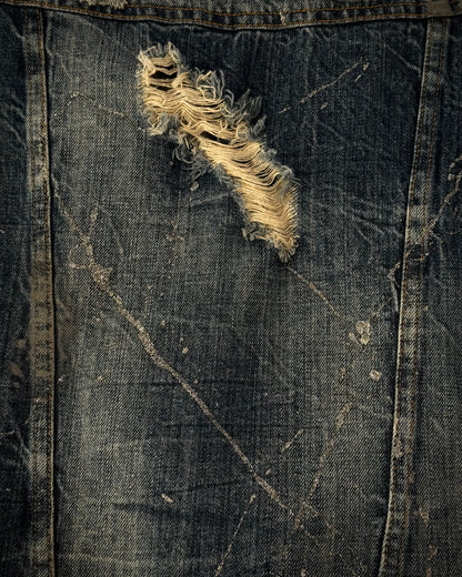 Midas Silver Splatter Distressed Cropped Denim Jacket