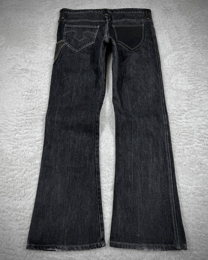 Obelisk Crocodile Pocket Flared Jeans