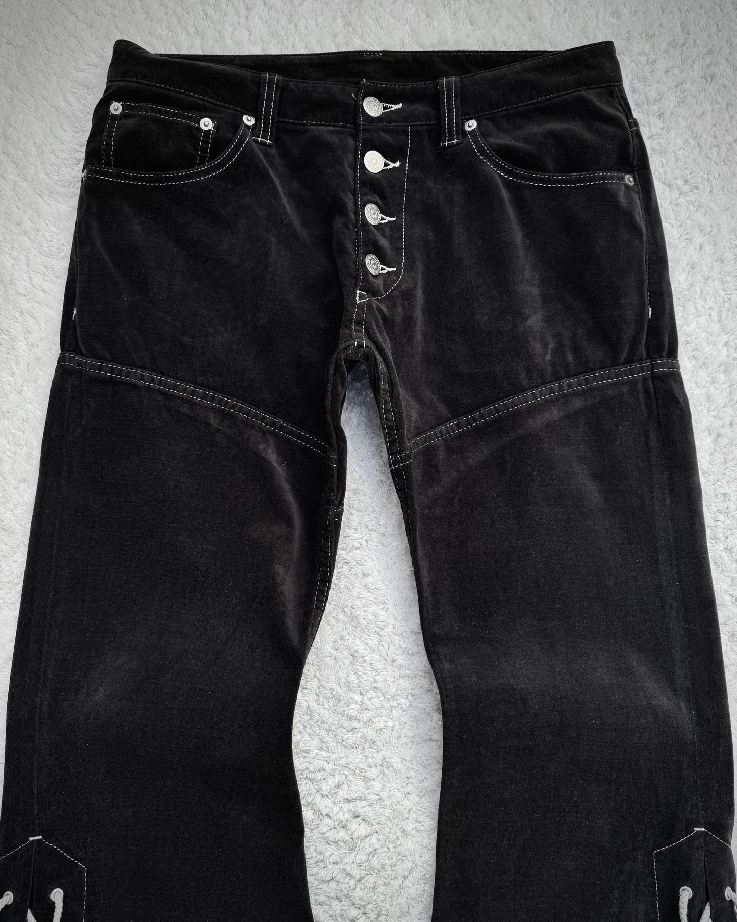 Tornado Mart Croco Pattern Lace Flared Lace Up Pants
