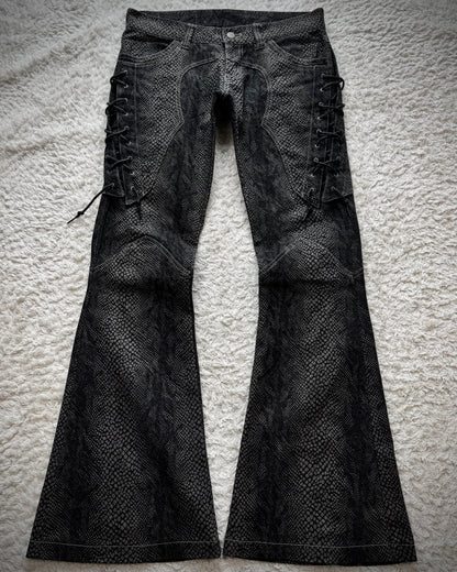 Tornado Mart Python Lace Up Flared Jeans