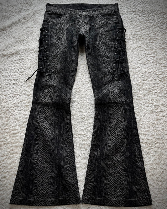 Tornado Mart Python Lace Up Flared Jeans