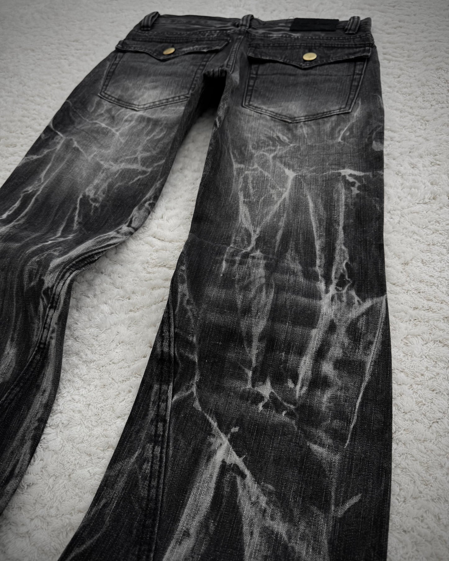 Black Baccara Pierced Shatter Washed Bootcut Jeans