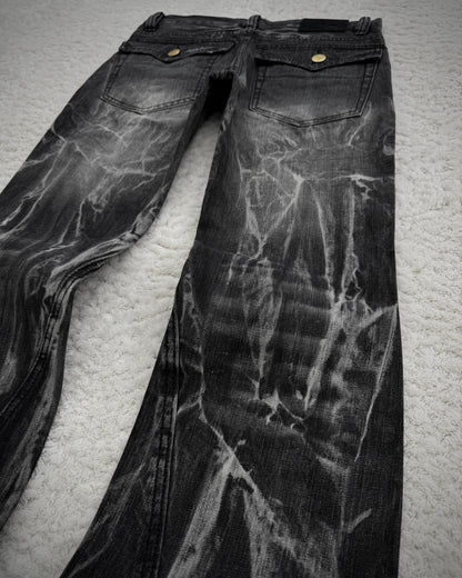 Black Baccara Pierced Shatter Washed Bootcut Jeans