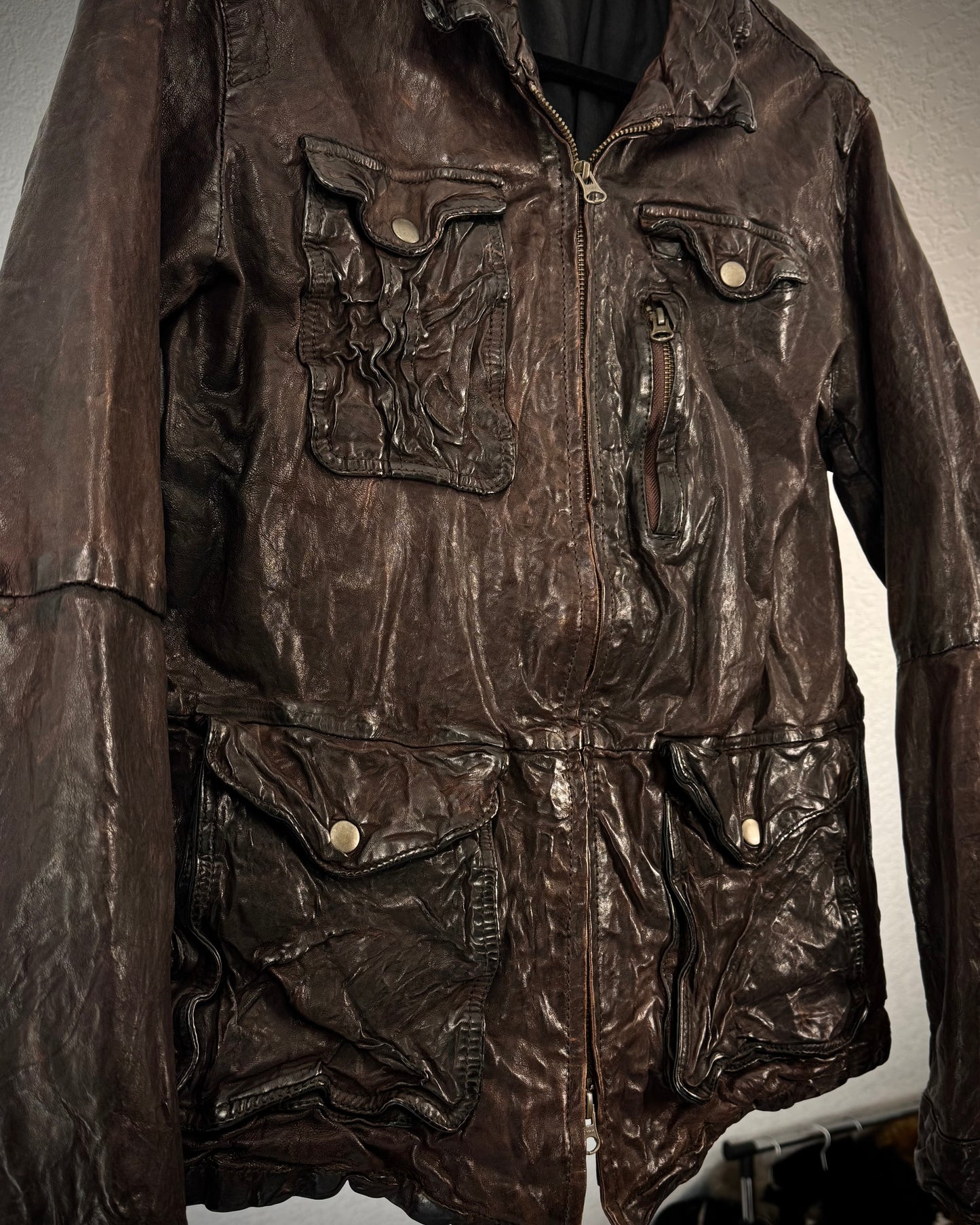 Undercurrent Rust Dyed Quilted Leather Jacket