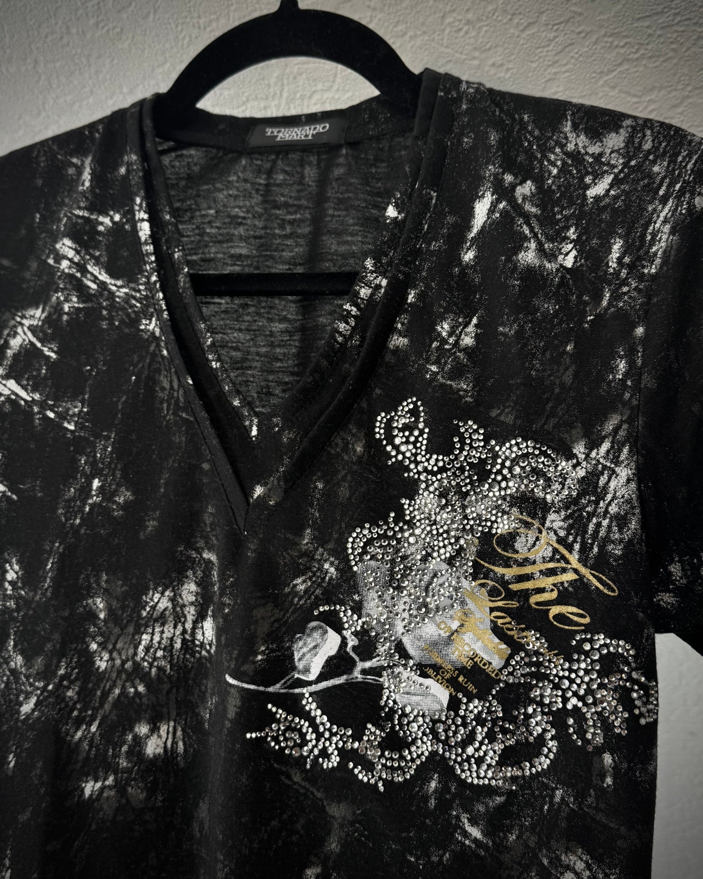 Tornado Mart Smoke Washed Rhinestone T-Shirt
