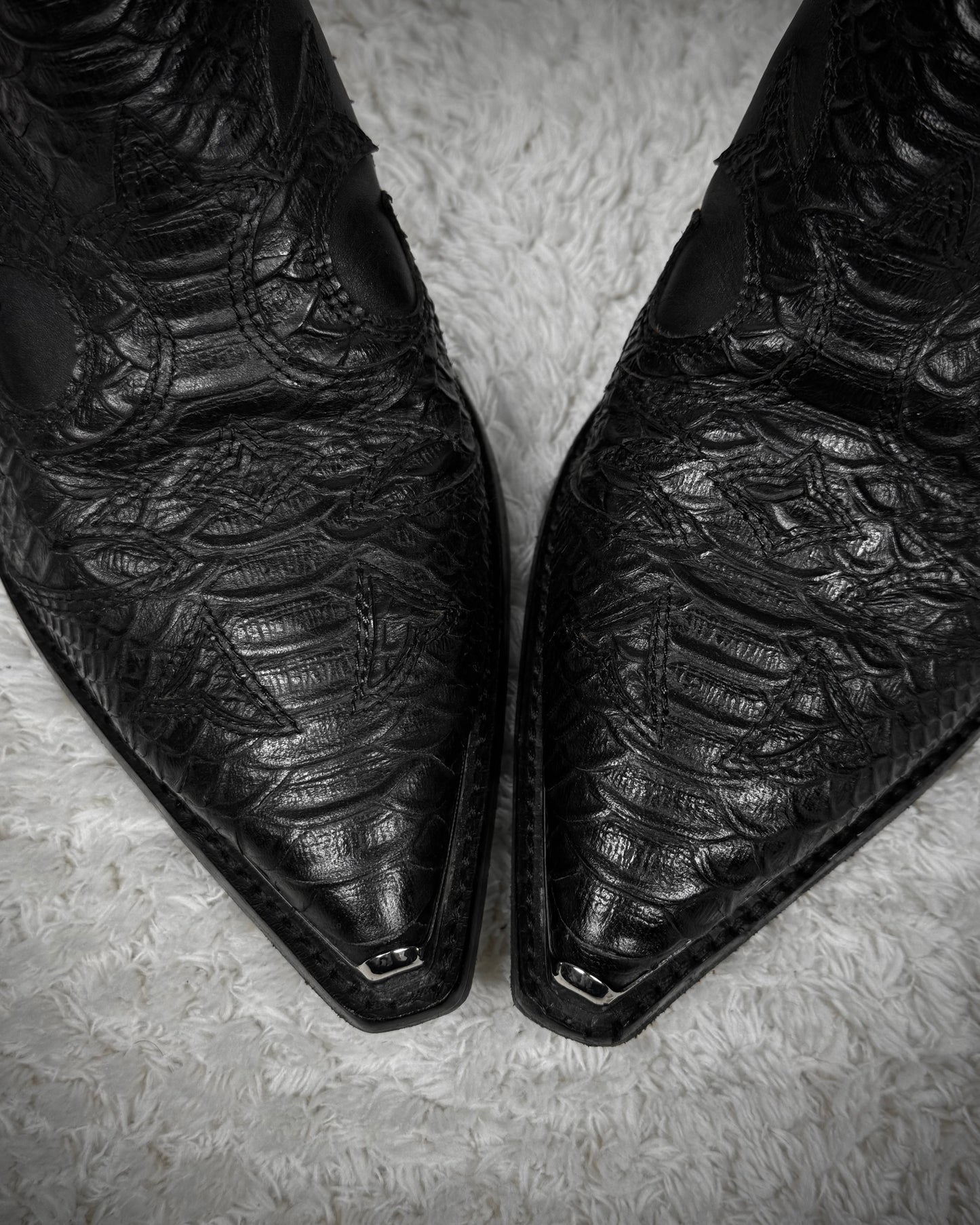 Ash Python Leather Metallic Pointed Boots