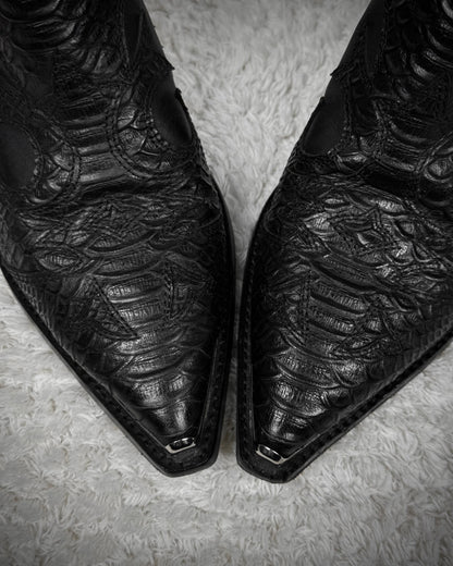 Ash Python Leather Metallic Pointed Boots