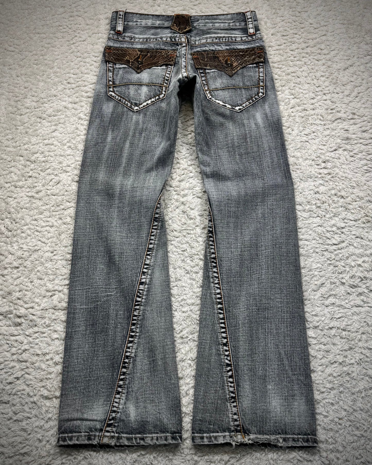 Semantic Design Python Flaps Spiral Flared Jeans