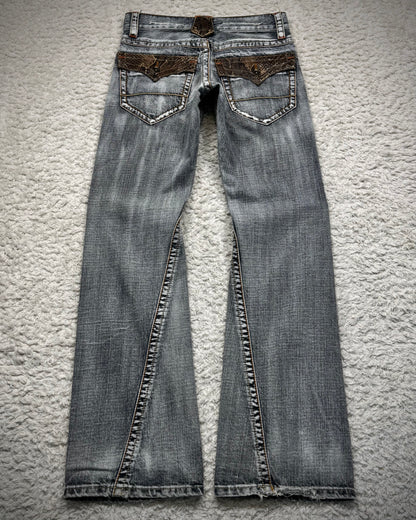 Semantic Design Python Flaps Spiral Flared Jeans