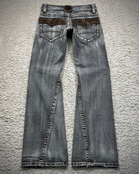 Semantic Design Python Flaps Spiral Flared Jeans