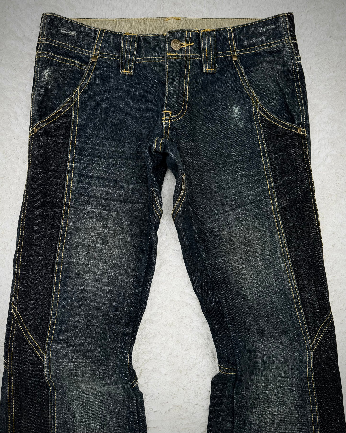 Tornado Mart Knee Lace Up Flared Jeans