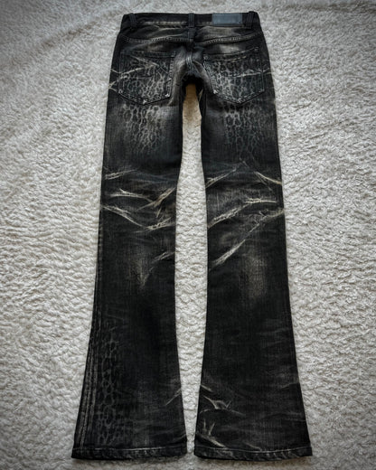 Tornado Mart Leopard Clawmarks Washed Slim Bootcut Jeans