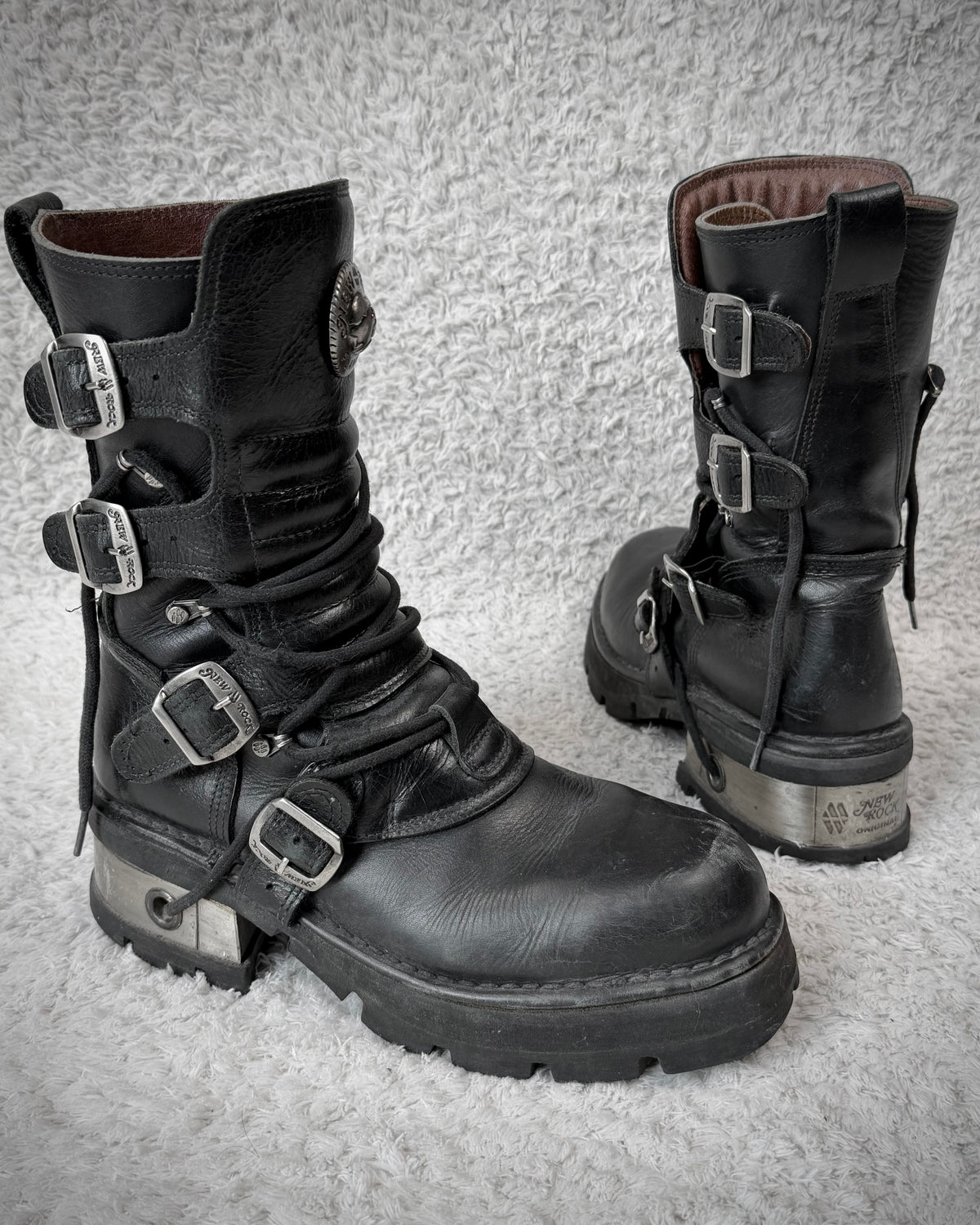 New Rock Steel Heel Leather Boots
