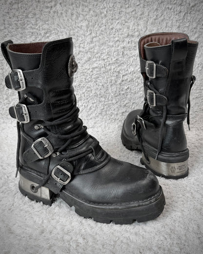 New Rock Steel Heel Leather Boots
