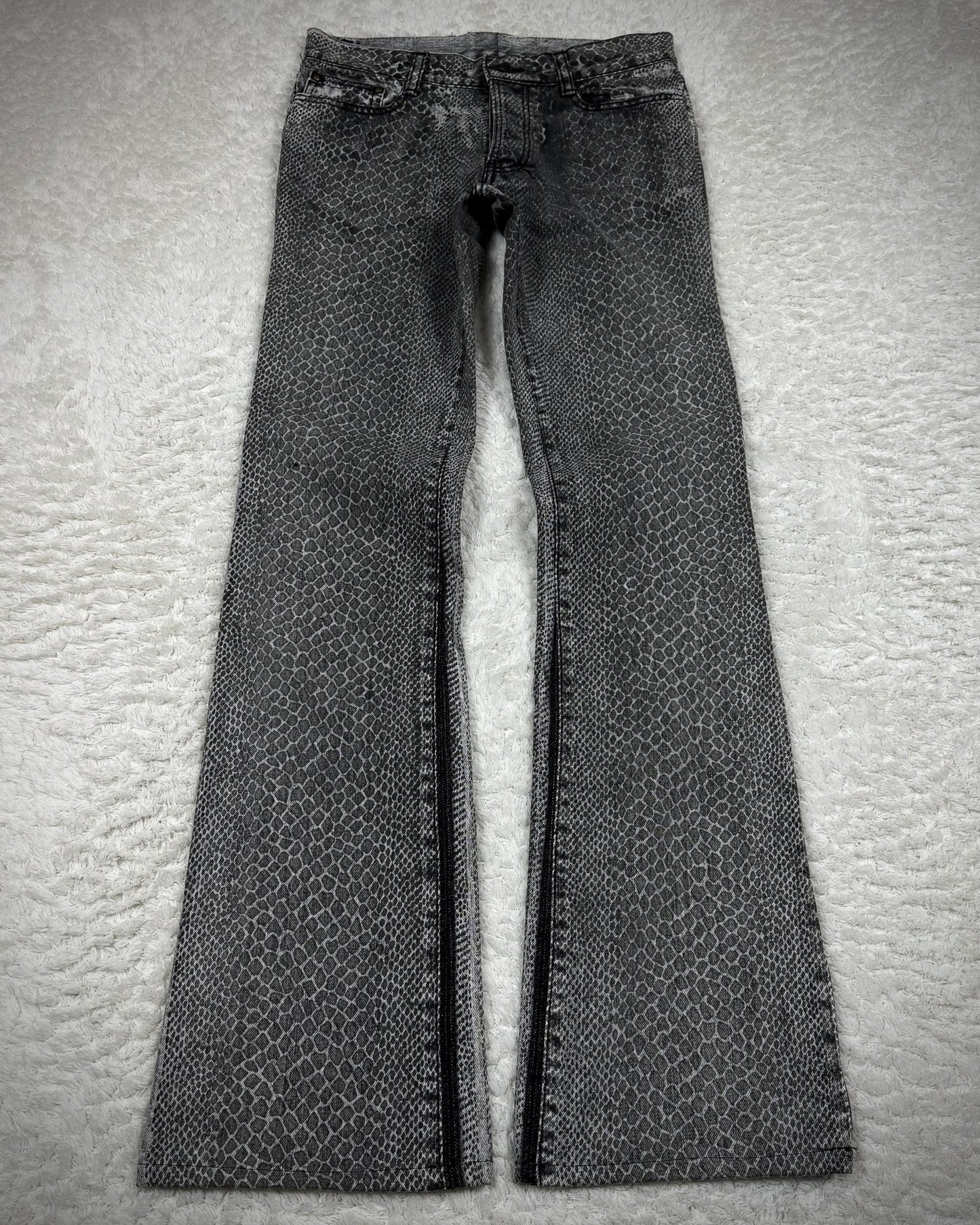 5351 Pour Les Hommes Python Coated Flared Jeans