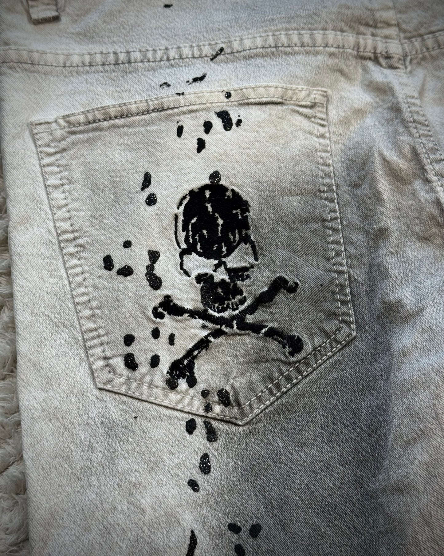 K.U.I Whisker Washed Luster Splatter Bootcut Jeans