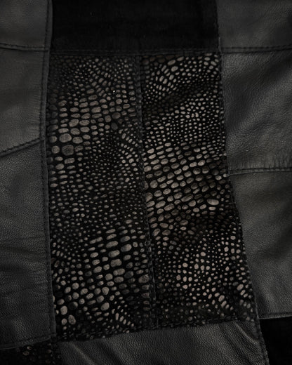 Patrick Cox Flared Textured Leather Patchwork Pants