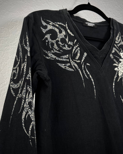 Tornado Mart Tribal Pattern Rose Embroidery Longsleeve