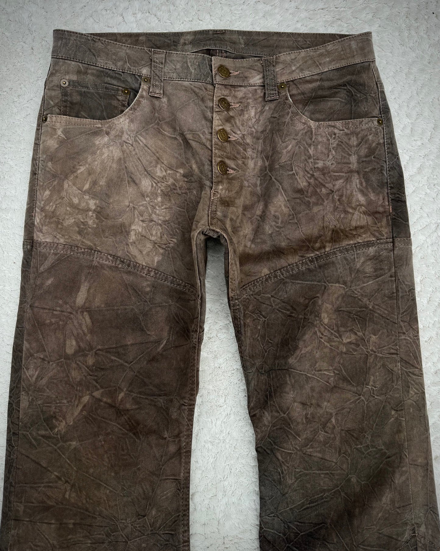 Tornado Mart Wood Textured Lace Up Flared Pants