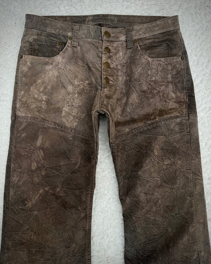 Tornado Mart Wood Textured Lace Up Flared Pants