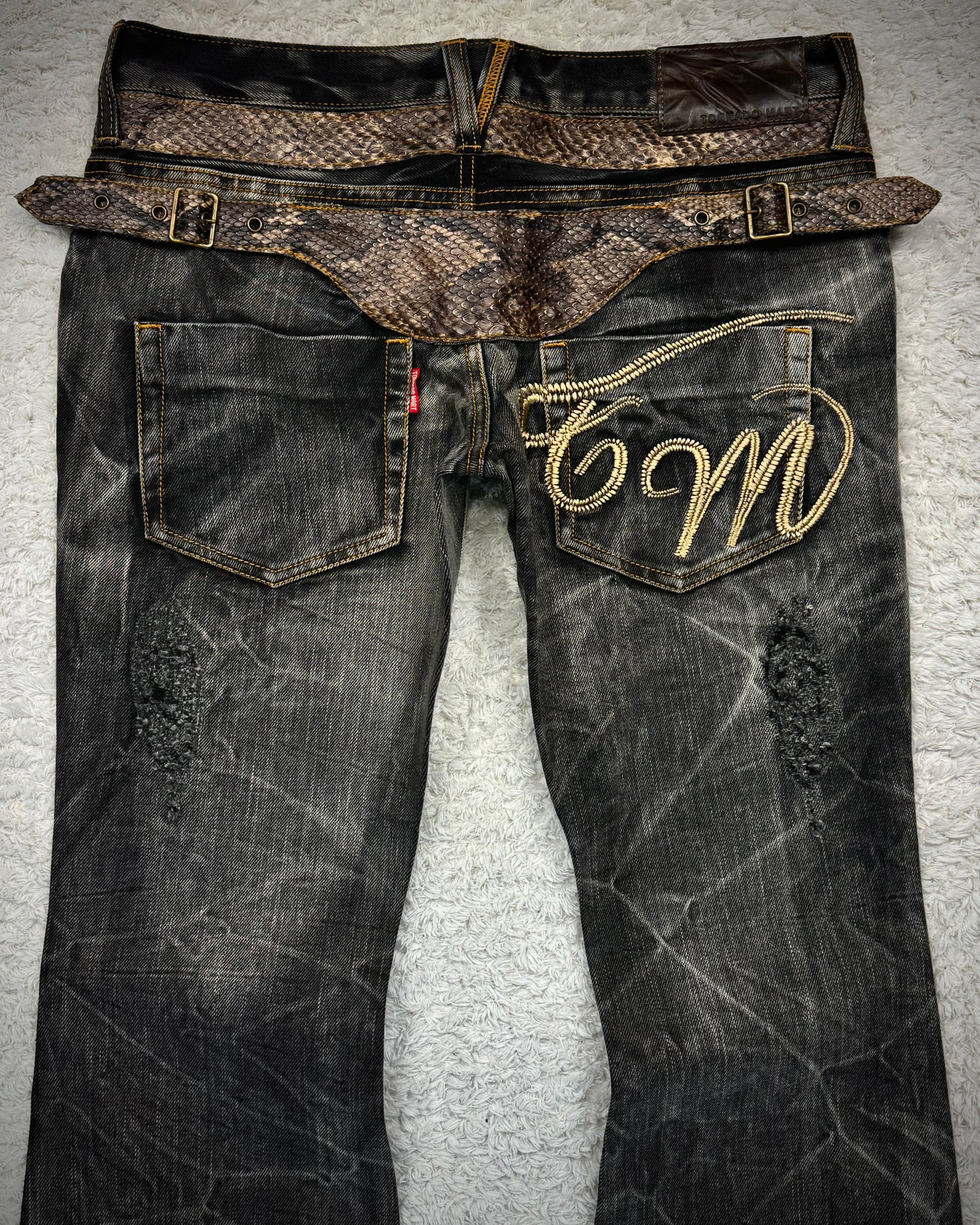 Tornado Mart Python Belted Flared Jeans