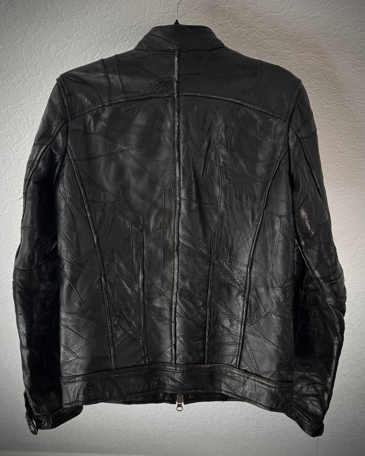 Rattle Trap Scar Stitched Leather Patchwork Jacket