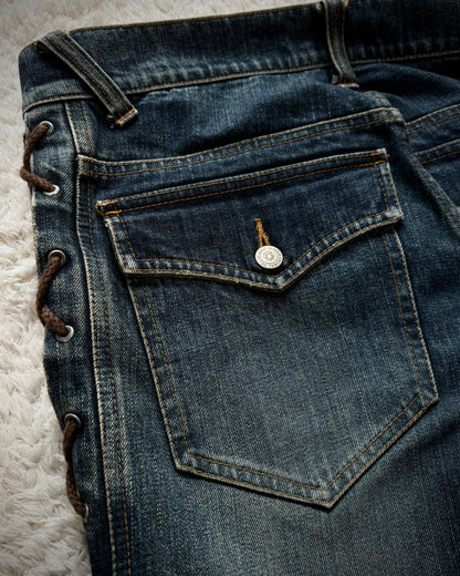 Tornado Mart Spiral Lace Up Flared Jeans