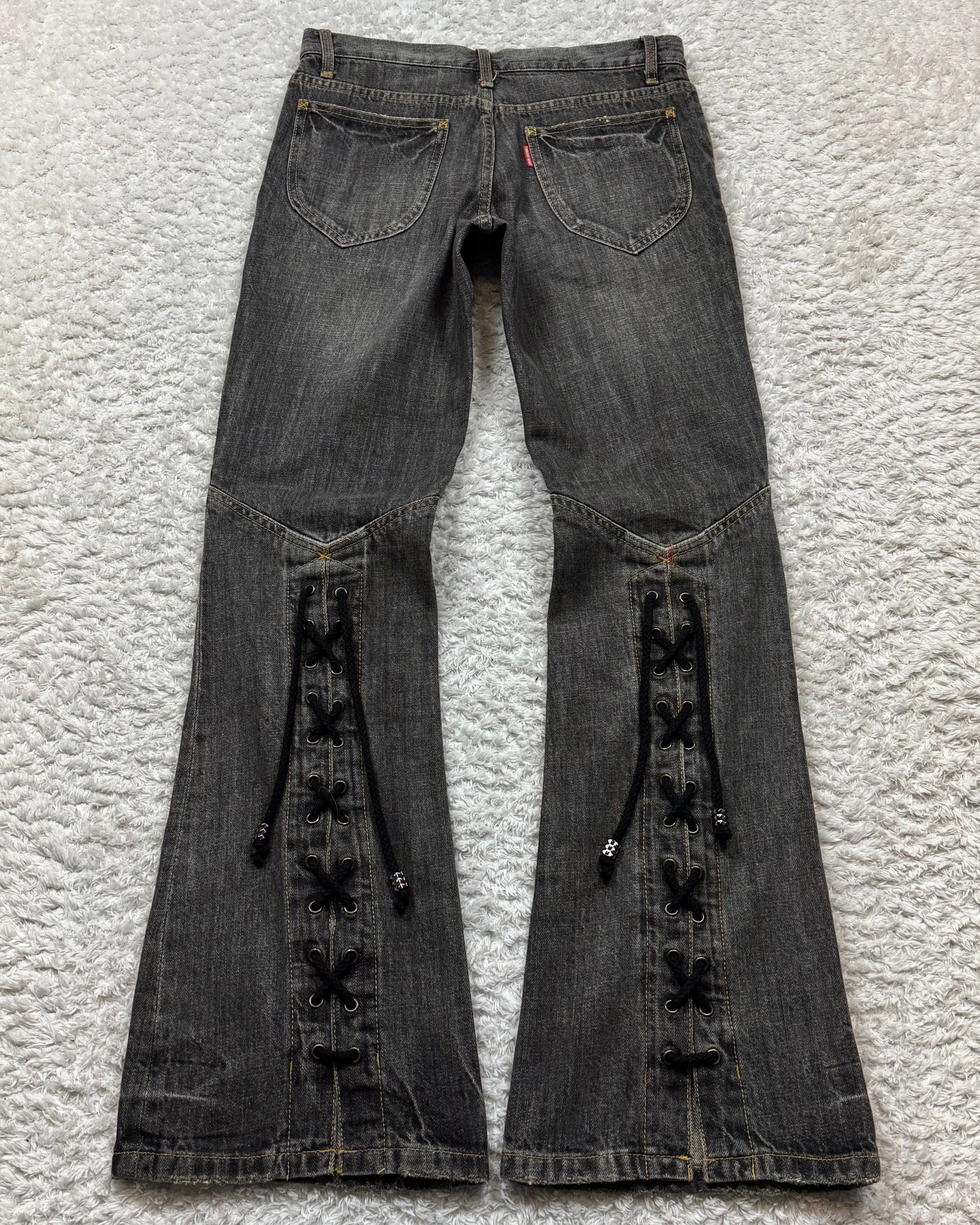 Tornado Mart Early 00s Fur Tornado Mart Fringe Studded Flared 