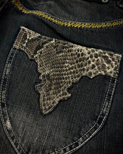 Semantic Design Python Detailed Sword Knee Bootcut Denim