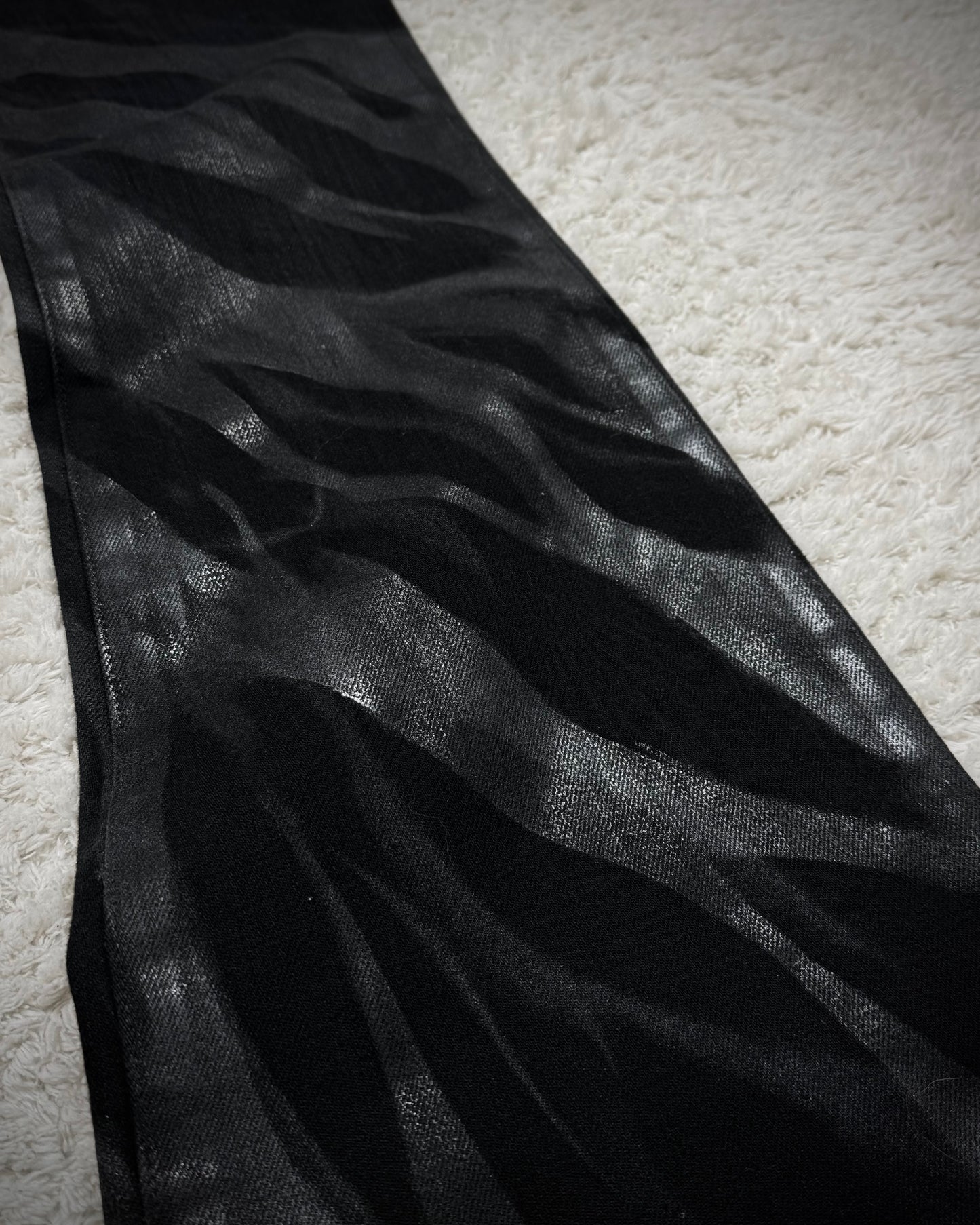 Tornado Mart Zebra Waxed Flared Jeans