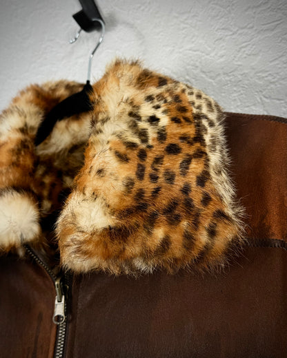Wildcat Fur Extended Studded Leather Jacket