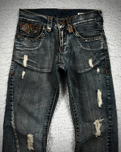 Semantic Design Python Detailed Spiral Flared Jeans