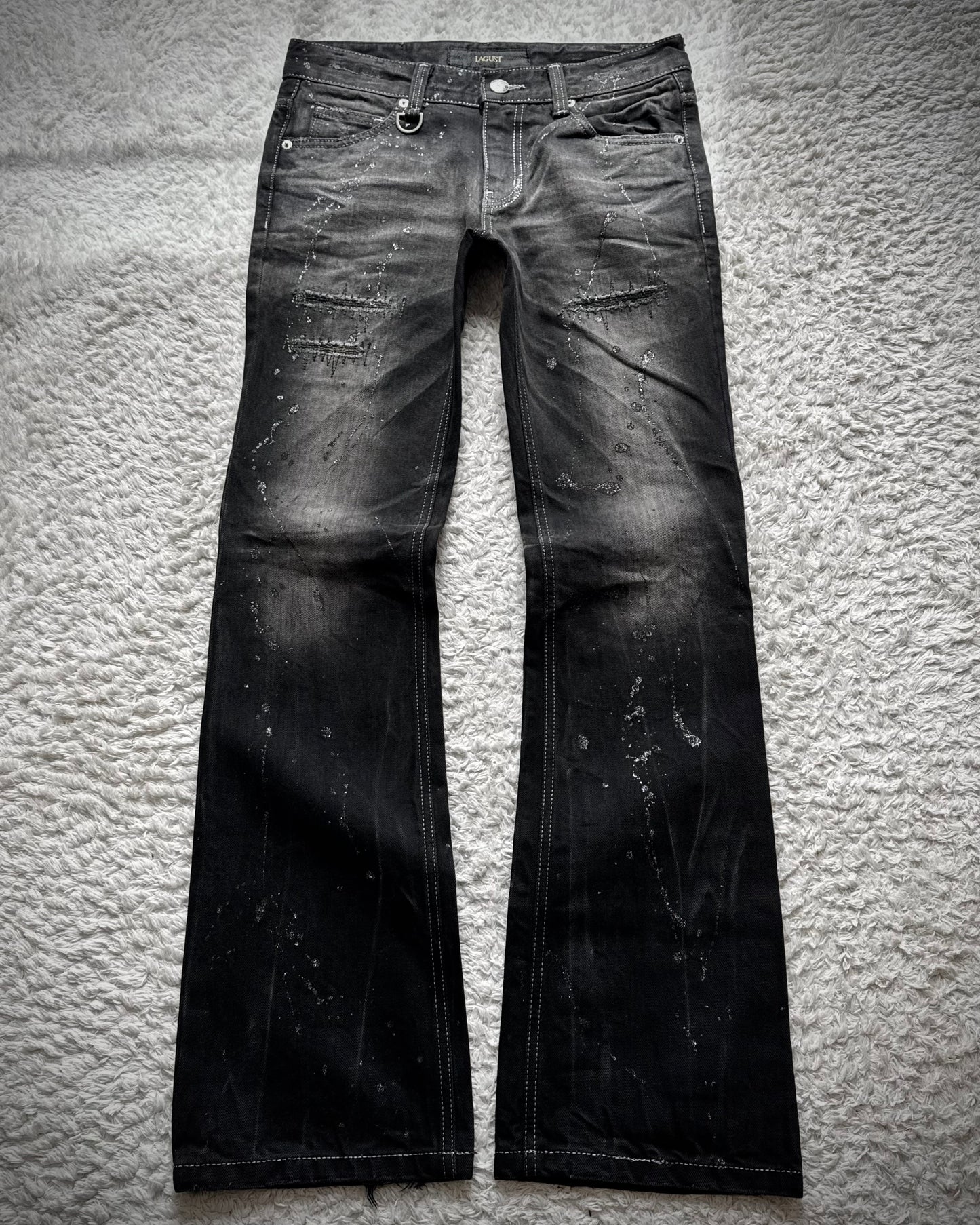 Lagust Silver Splatter Chained Bootcut Jeans