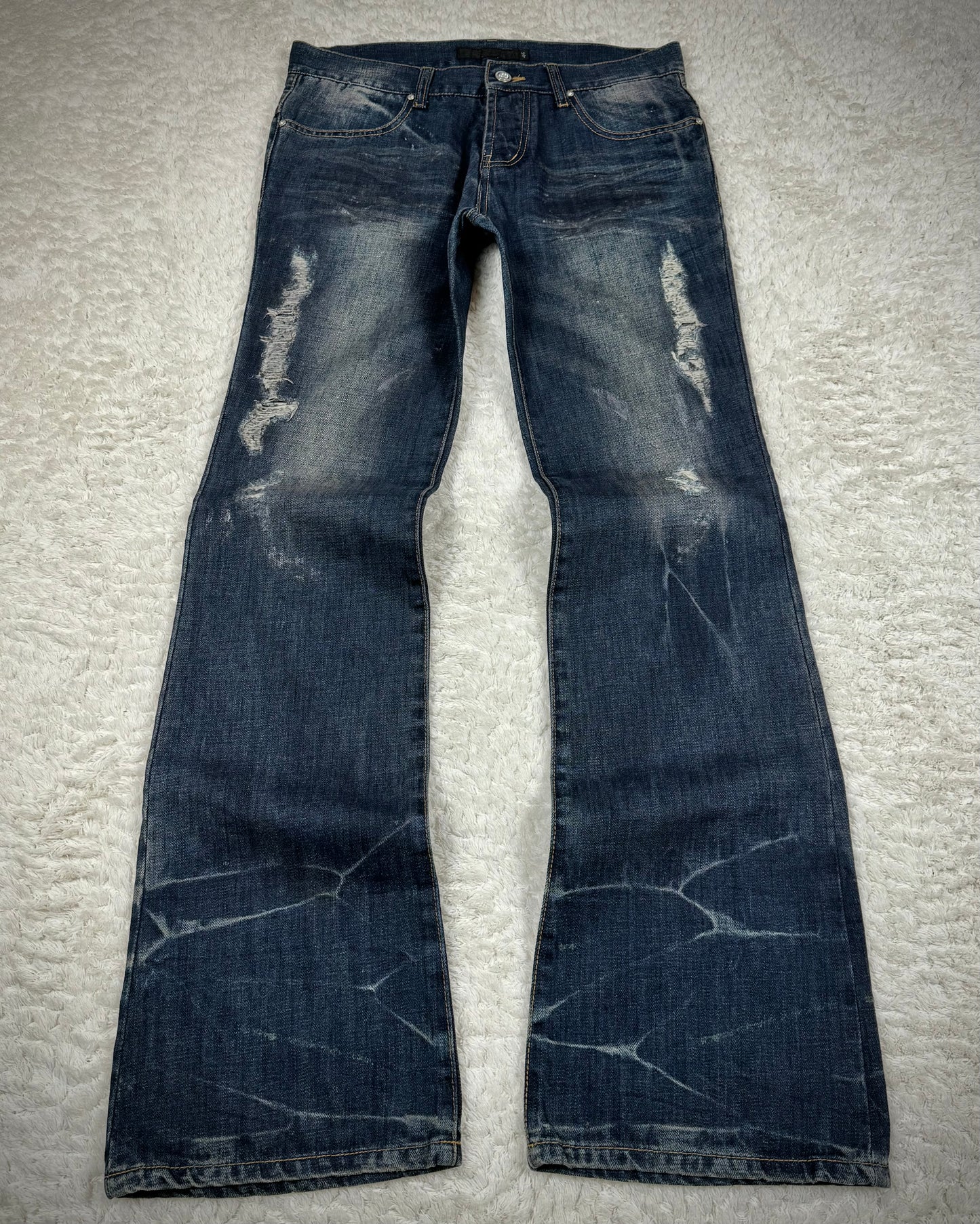 Fuga Whisker Washed Flared Jeans