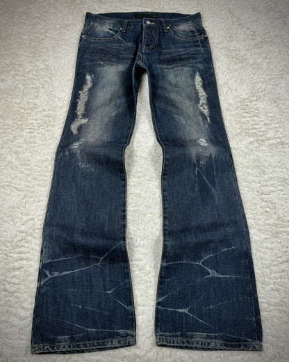 Fuga Whisker Washed Flared Jeans