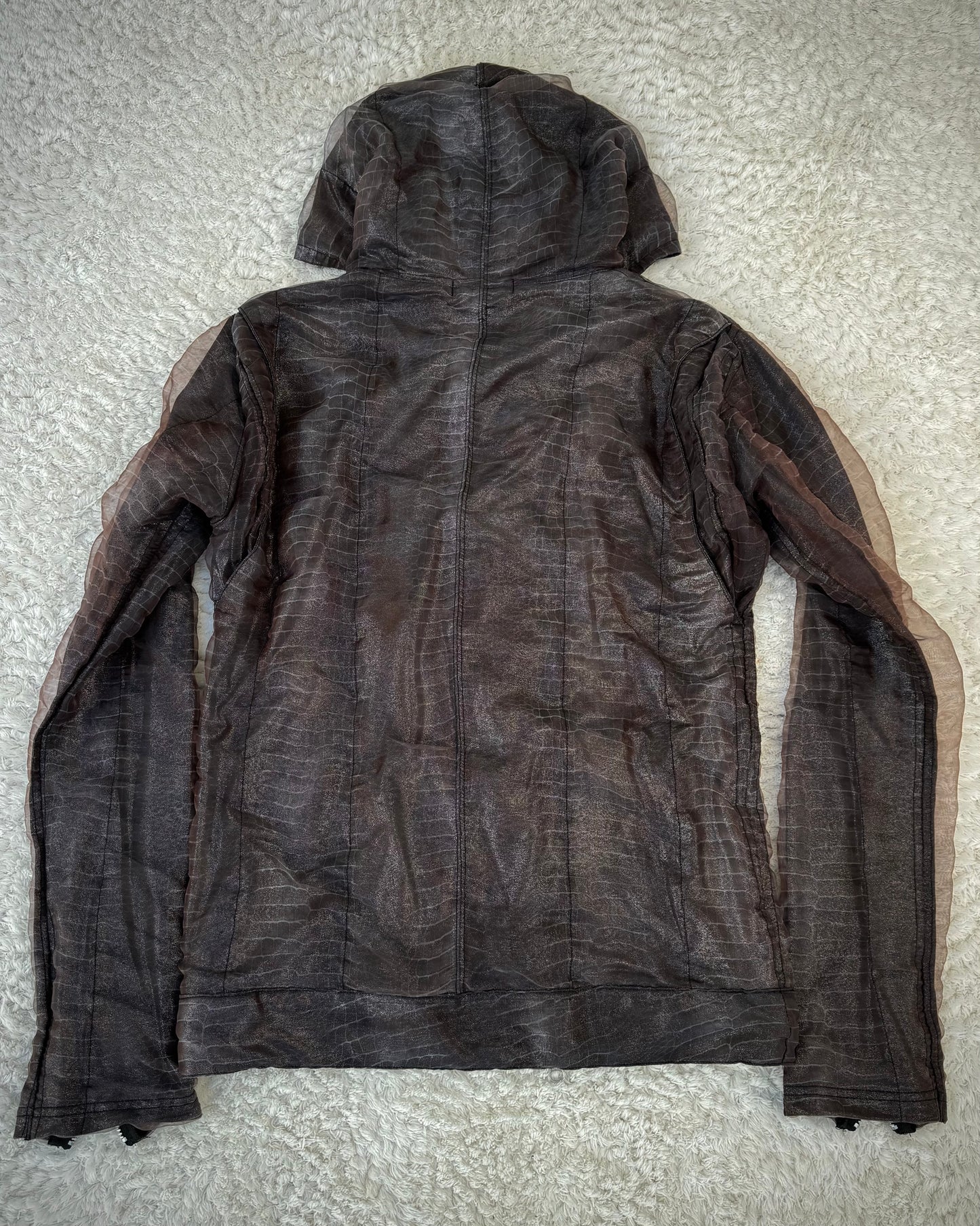 Tornado Mart Double Layered Crocodile Pattern Asymmetrical Jacket