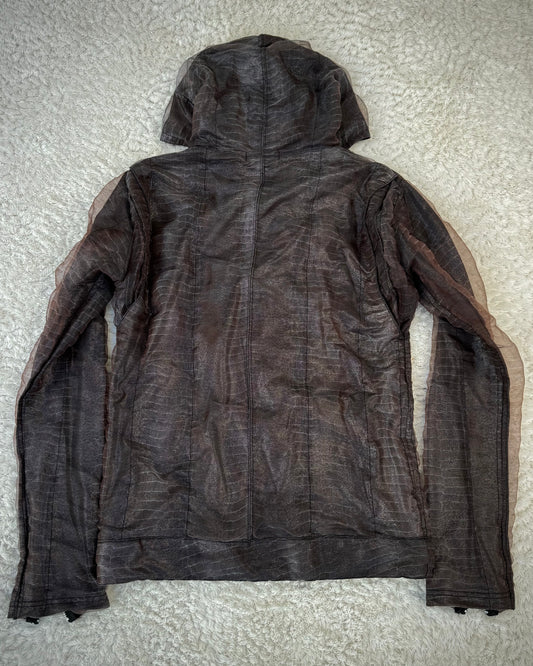 Tornado Mart Double Layered Crocodile Pattern Asymmetrical Jacket