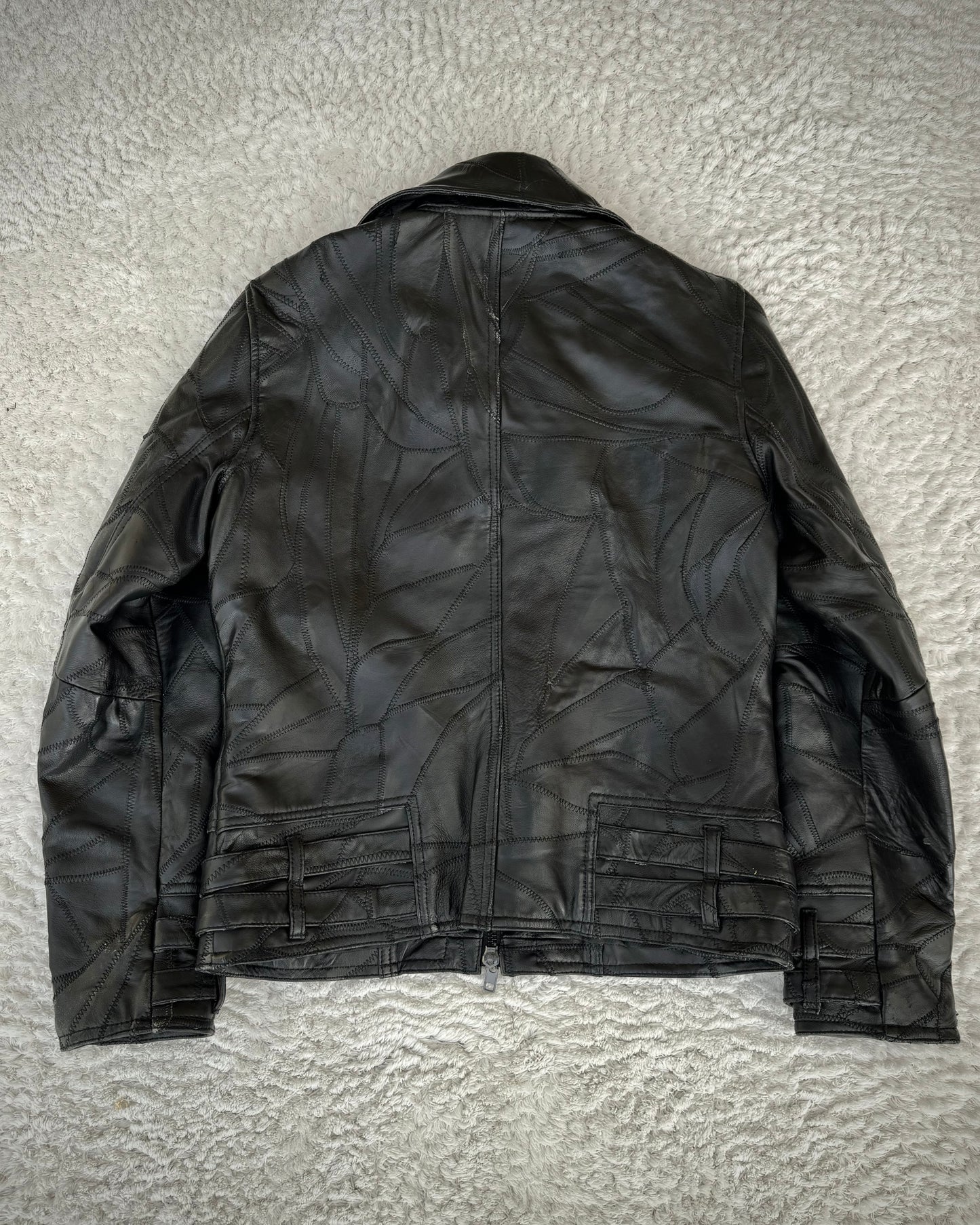 All The Way Scar Stitched Leather Patchwork Jacket