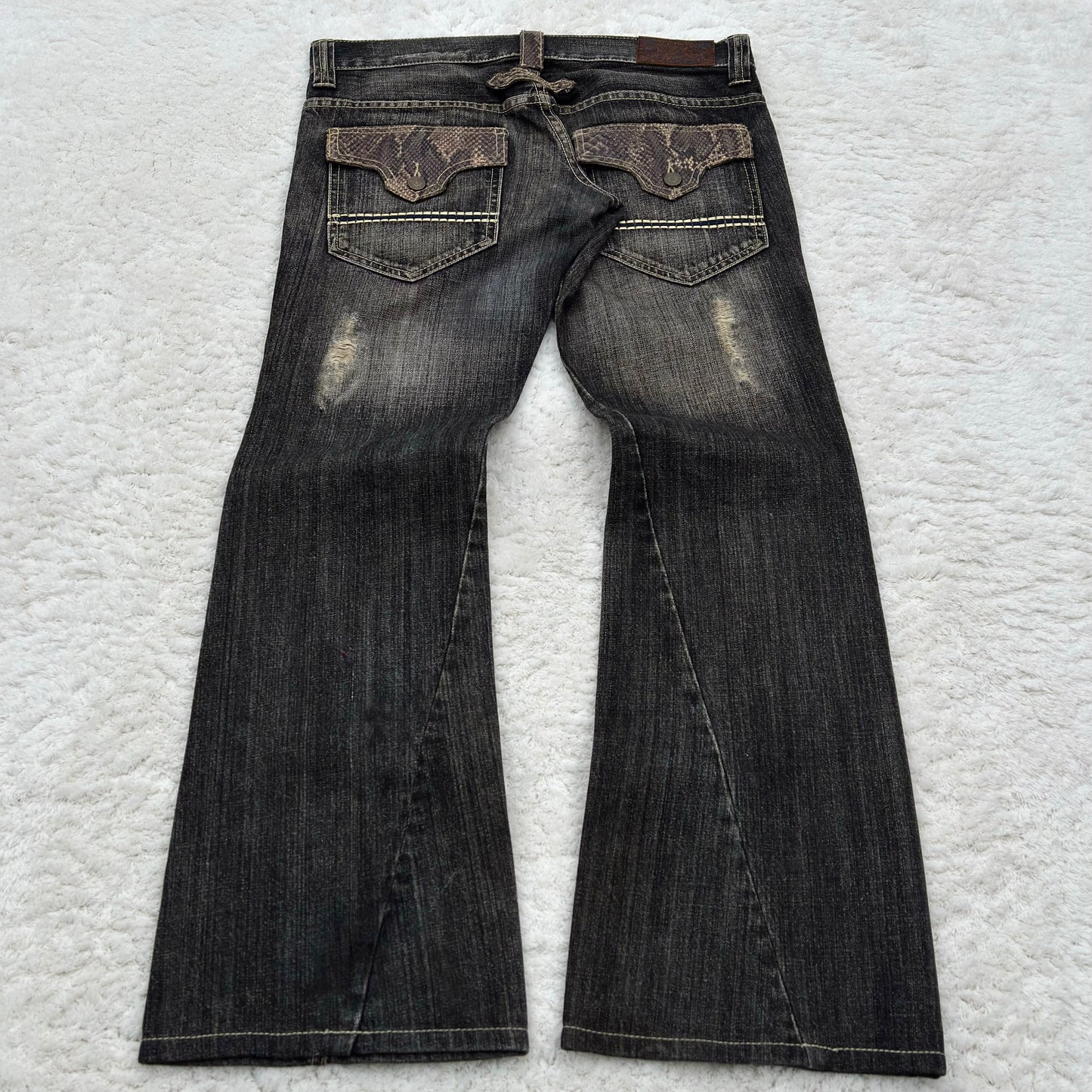 Tornado Mart Python Detailed Flared Jeans