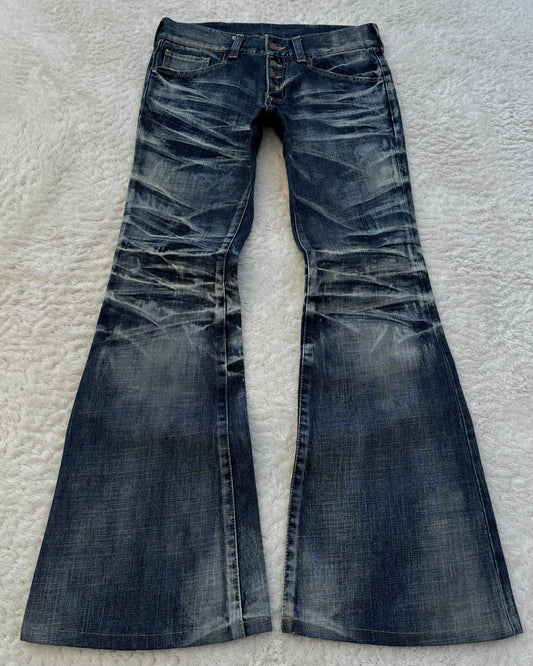 Tornado Mart Ice Storm Washed Flared Jeans
