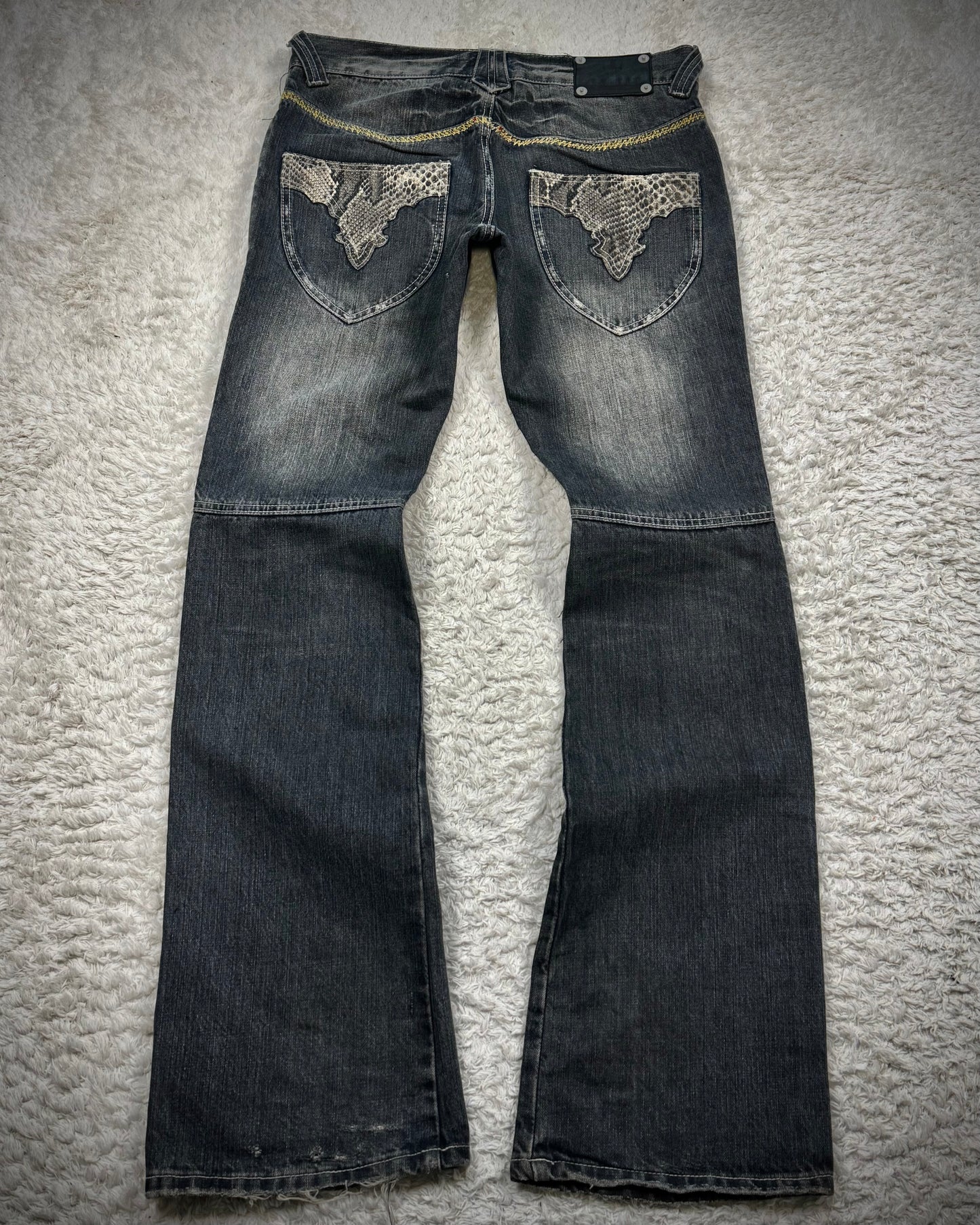 Semantic Design Python Detailed Sword Knee Bootcut Denim