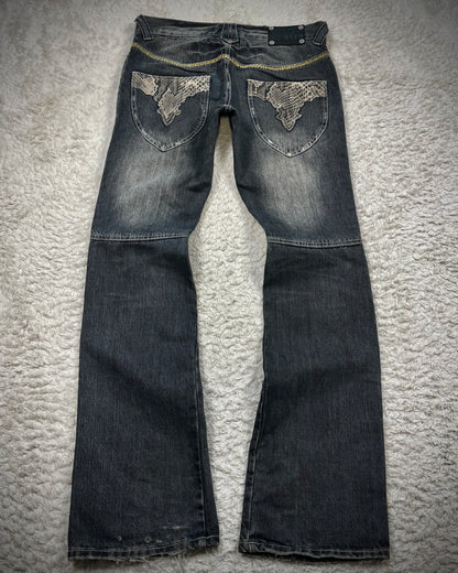 Semantic Design Python Detailed Sword Knee Bootcut Denim