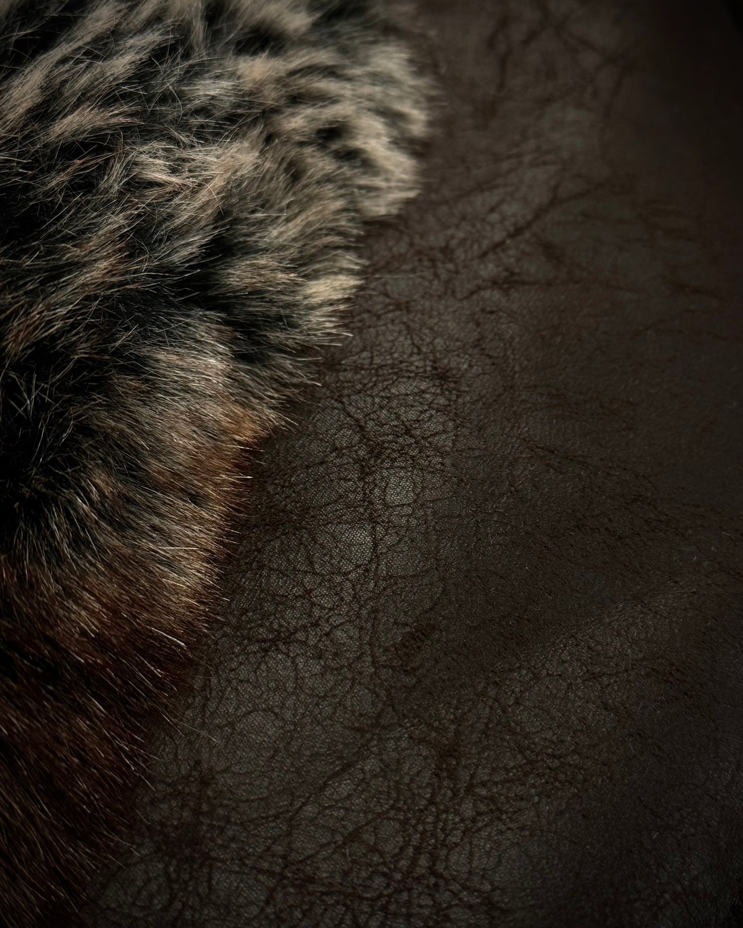 Garment Touch Scratched Leather Fur Jacket