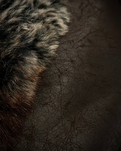 Garment Touch Scratched Leather Fur Jacket