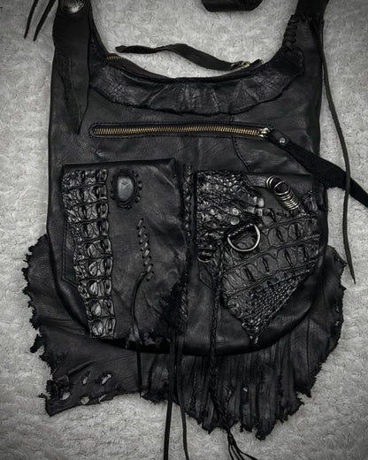 Raw Cut Crocodile Leather Shoulder Bag