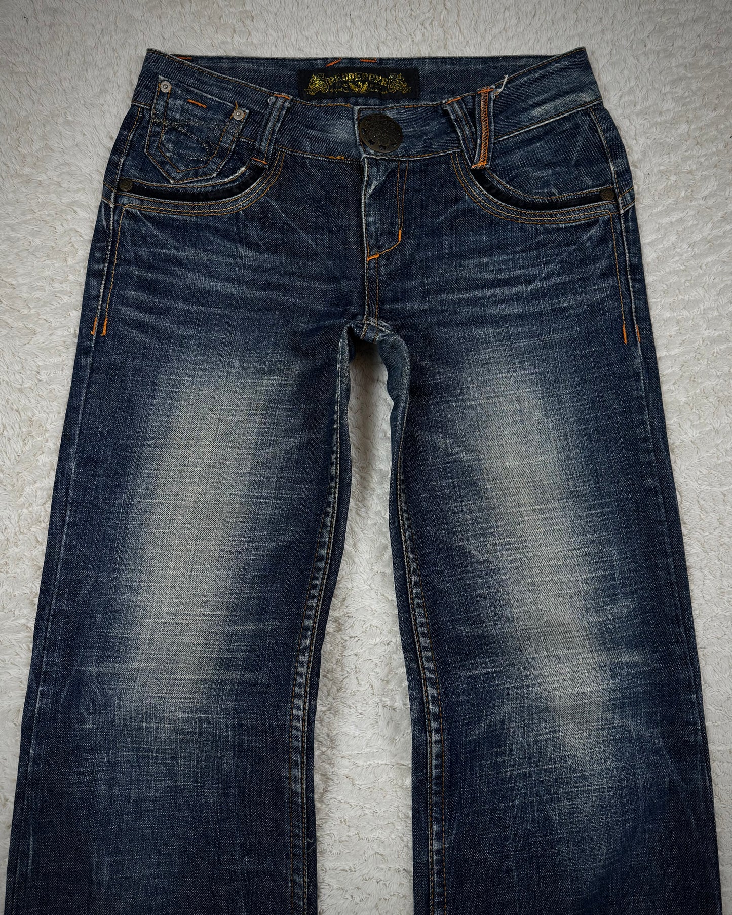 Red Pepper Vintage Embroidered Flared Denim