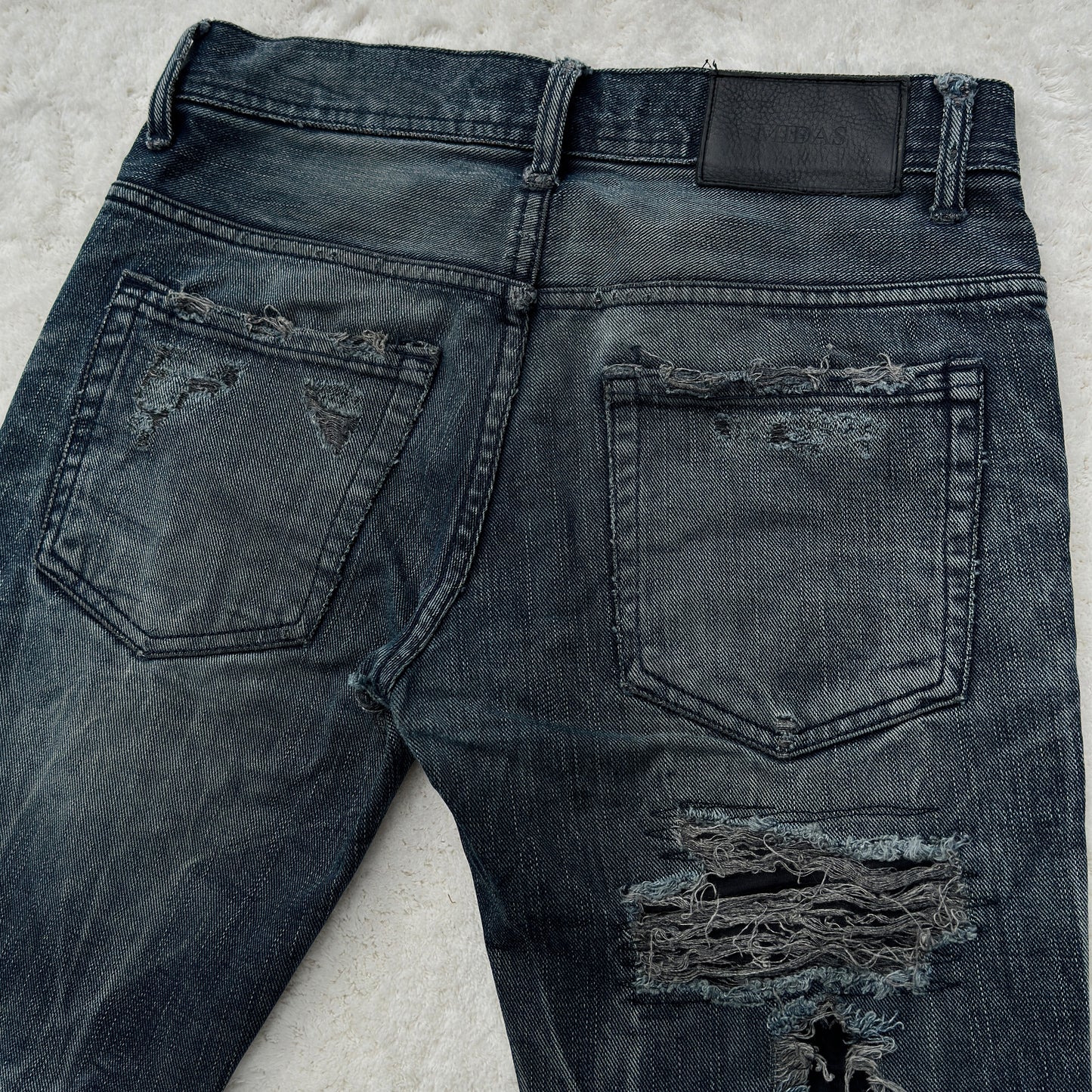 Midas Boro Stitched Distressed Flared Denim