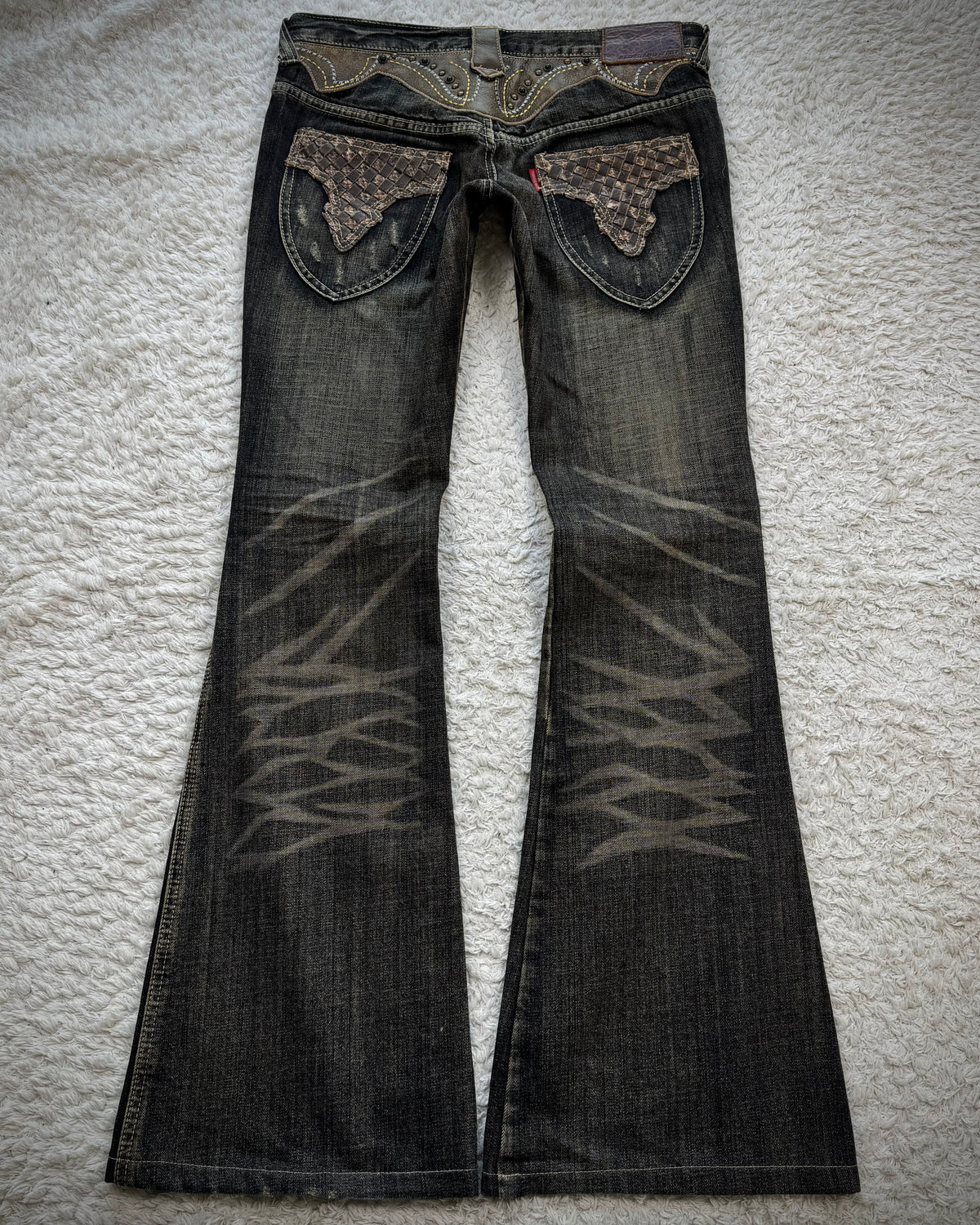 Tornado Mart Western Studded Python Flared Jeans